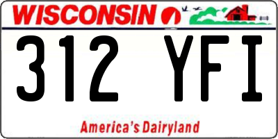 WI license plate 312YFI