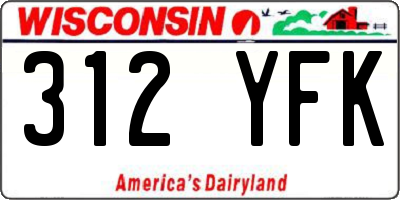 WI license plate 312YFK