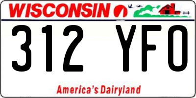 WI license plate 312YFO
