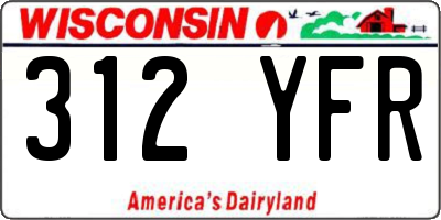 WI license plate 312YFR