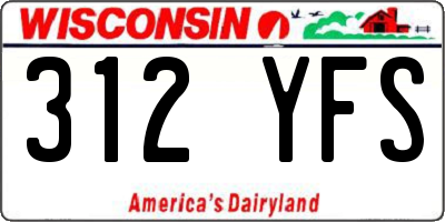WI license plate 312YFS
