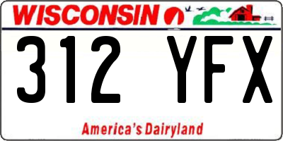 WI license plate 312YFX
