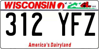 WI license plate 312YFZ
