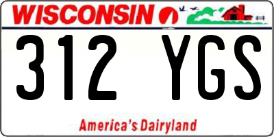 WI license plate 312YGS