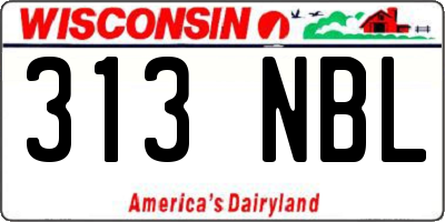 WI license plate 313NBL