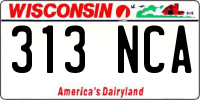 WI license plate 313NCA