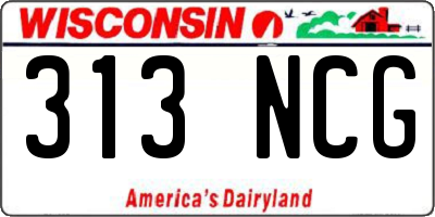 WI license plate 313NCG