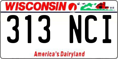 WI license plate 313NCI