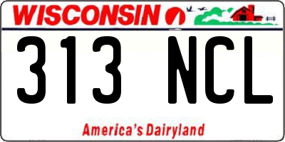 WI license plate 313NCL