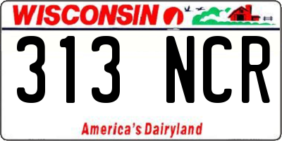 WI license plate 313NCR