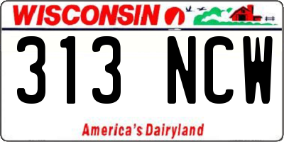 WI license plate 313NCW