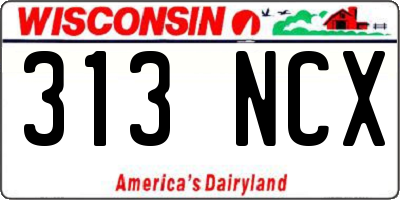 WI license plate 313NCX