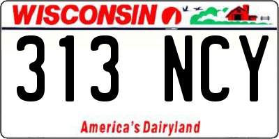 WI license plate 313NCY