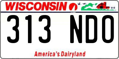 WI license plate 313NDO