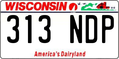 WI license plate 313NDP