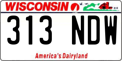 WI license plate 313NDW