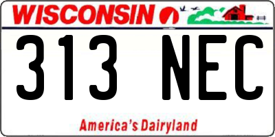WI license plate 313NEC
