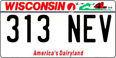 WI license plate 313NEV