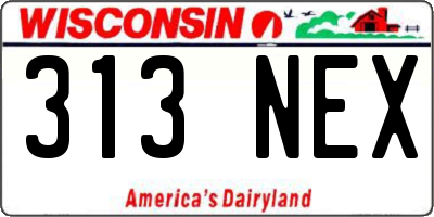 WI license plate 313NEX