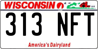 WI license plate 313NFT