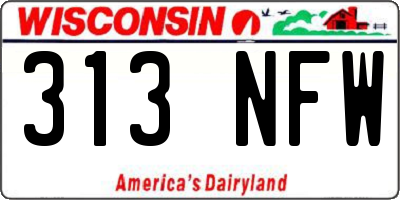 WI license plate 313NFW