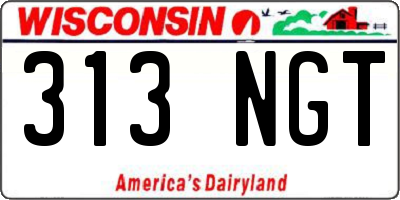 WI license plate 313NGT