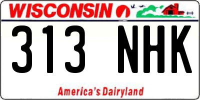 WI license plate 313NHK