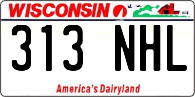 WI license plate 313NHL