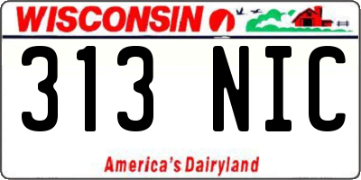 WI license plate 313NIC
