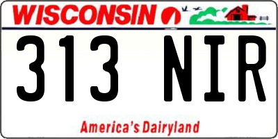 WI license plate 313NIR