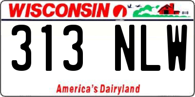 WI license plate 313NLW