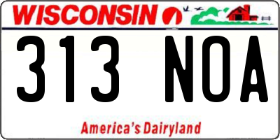 WI license plate 313NOA