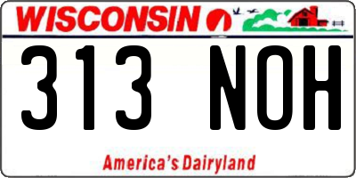 WI license plate 313NOH