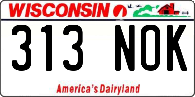 WI license plate 313NOK