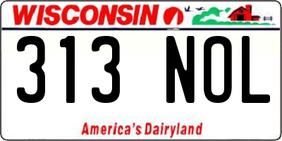 WI license plate 313NOL