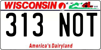 WI license plate 313NOT