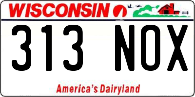 WI license plate 313NOX