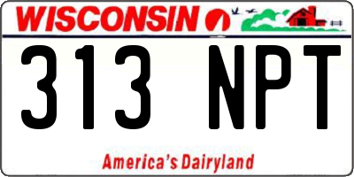 WI license plate 313NPT