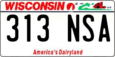 WI license plate 313NSA