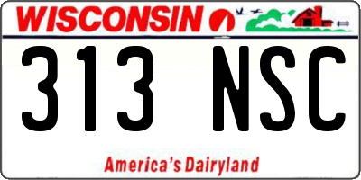 WI license plate 313NSC