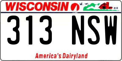 WI license plate 313NSW
