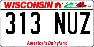 WI license plate 313NUZ