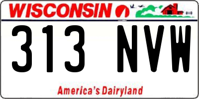 WI license plate 313NVW