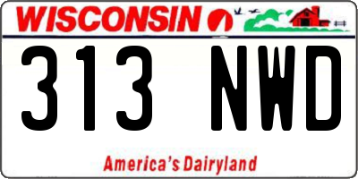 WI license plate 313NWD