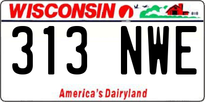 WI license plate 313NWE