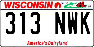 WI license plate 313NWK