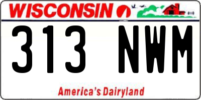 WI license plate 313NWM