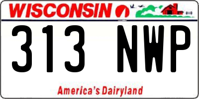 WI license plate 313NWP