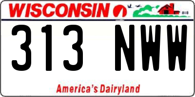 WI license plate 313NWW