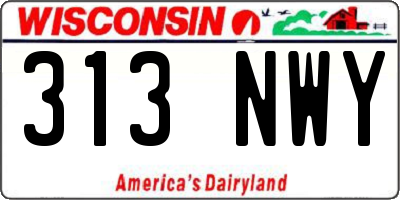 WI license plate 313NWY